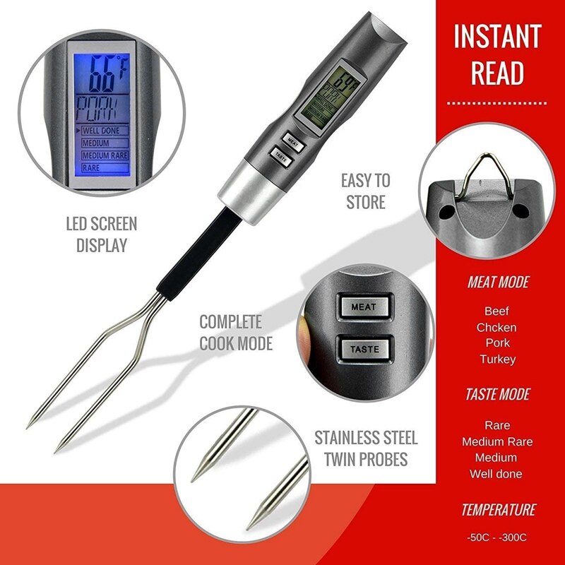 Stainless Steel BBQ Fork Thermometer Food Thermometer